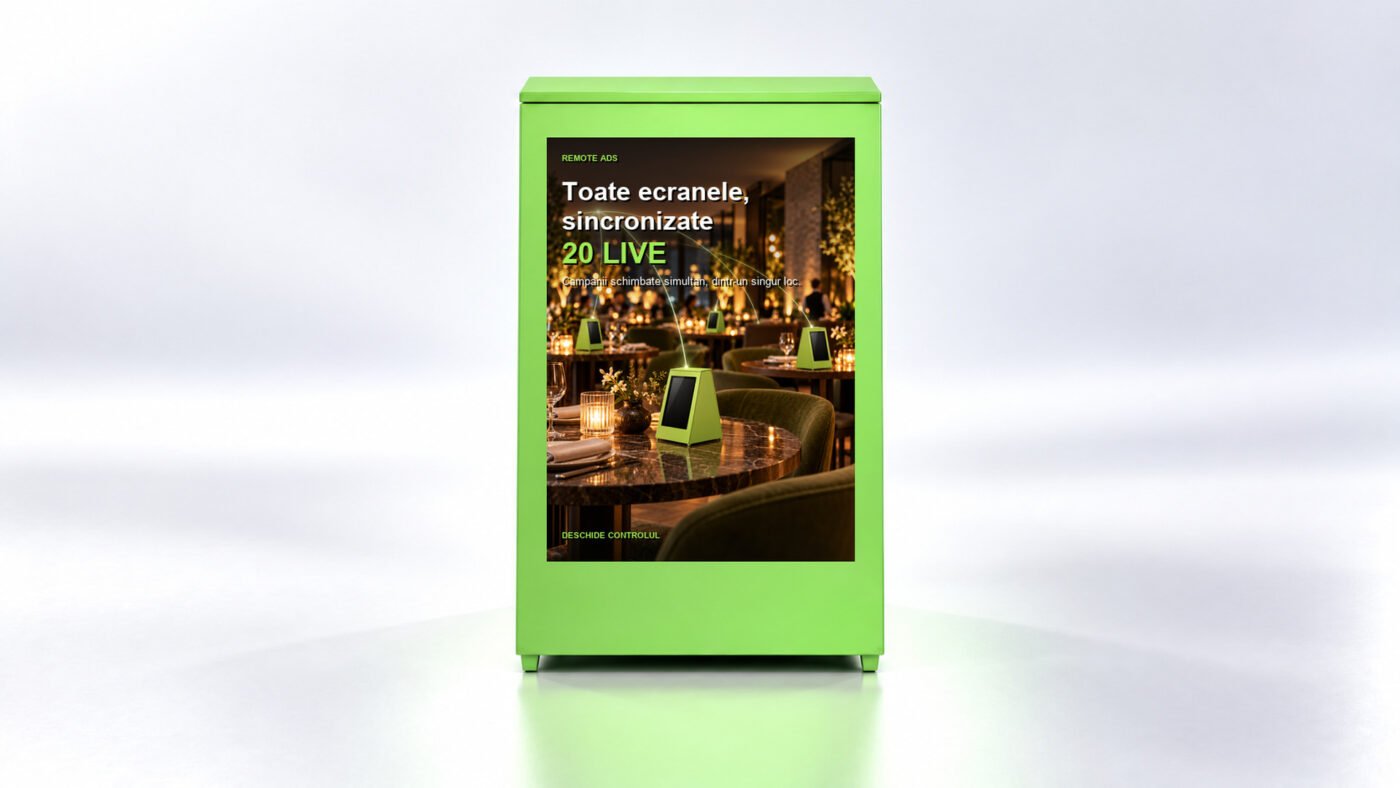 Ecosistem digital signage cu QR și NFC pentru HoReCa și retail